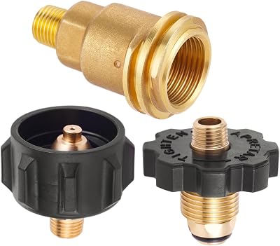 3 PCS Propane Gas Brass Fitting Adapters QCC1 MalePOL Female to 14 NPT Male  POL Male to 14 NPT Male  QCC1 Male to 14 NPT Male Brass Combo Kit for BBQ, RV, Camping, Grills & Heaters