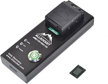 BGA100 Memory Chip-off Reader,ALLSOCKET eMMC100-USB3.0 Reader Memory Flash Storage Adapter BGA100 Programmer Tester [12x18mm,14x18mm IC]-USB Interface