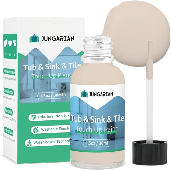 Tub and Tile Paint, Bath Paint for Tub, Touch Up Paint Pen for Scratches & Spots, Quick Dry Porcelain Repair Kit for Sinks, Marble Countertop, Enamel and Toilets, Semi-gloss Brown, 1.5oz