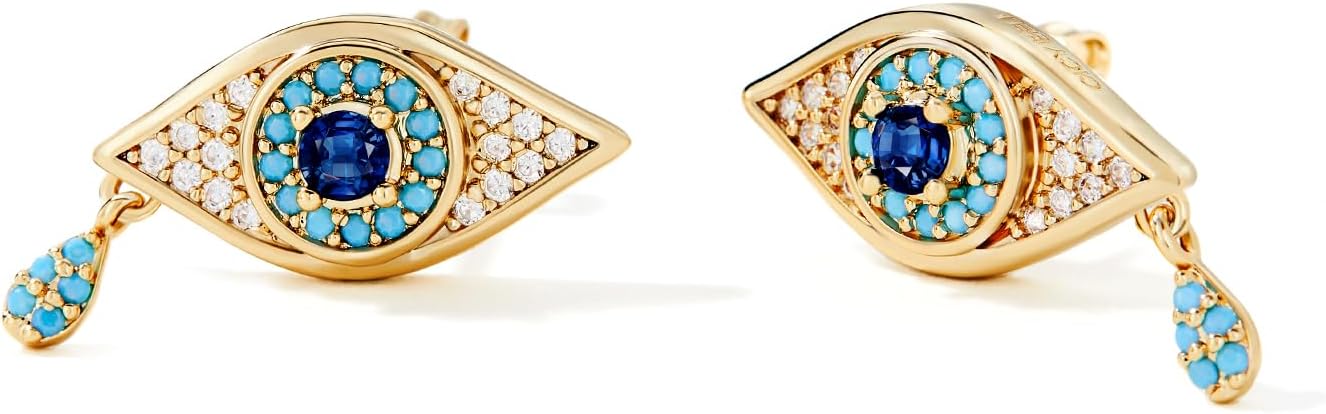 Cicy Bell Womens Evil Eye Earrings Turquoise 18k Gold Plated
