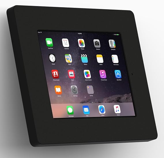 Black Home Button Covered Enclosure and Fixed Tilted 15 Wall Mount [Bundle] Compatible with iPad 2/3/4