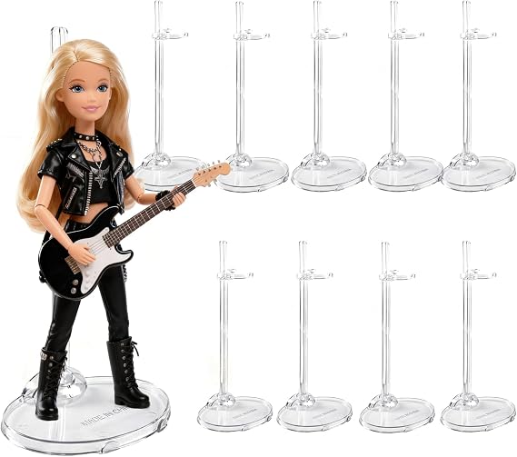 10 Pcs Adjustable Doll Stands, Transparent Display Holder for Action Figure