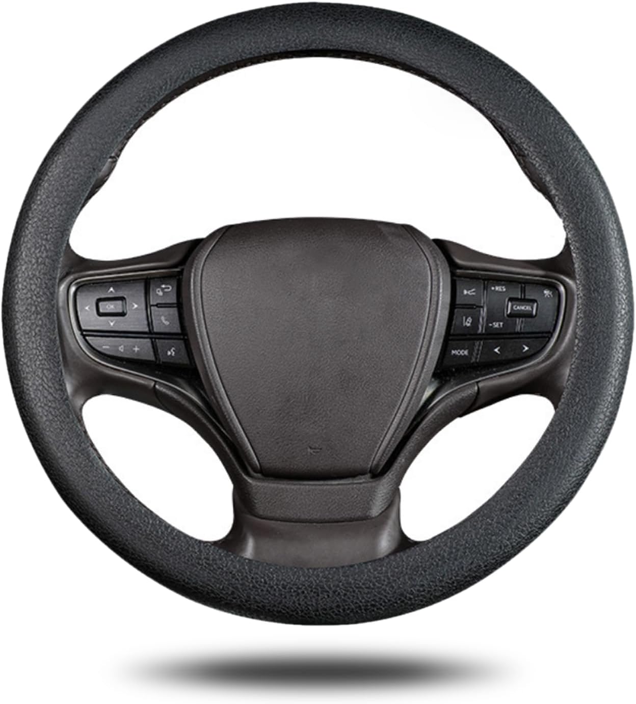 ZKFAR 1 PC Car D Shape Round Steering Wheel Cover, Universal 15In Silicone Steering Wheel Cover, Non-Slip Breathable Steering Wheel Protector, Unisex Car Interior Accessories Black