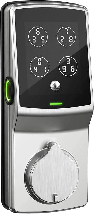 Lockly Secure Plus Bluetooth Smart Deadbolt Lock, Left Fingerprint Edition | Keyless Entry Door Lock with PIN Genie Keypad, 3D Biometric Fingerprint Sensor, Auto Lock - Satin Nickel