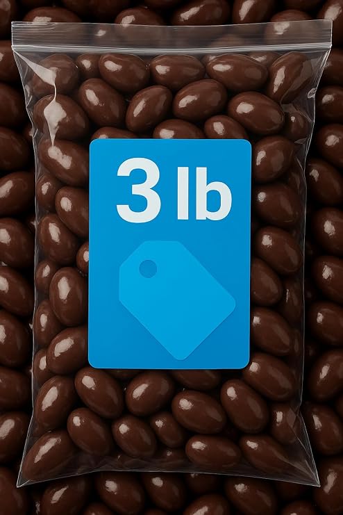 Dark Chocolate Covered Almonds (3 LB) Pack Whole Dry Roasted Almonds Coated in Rich Dark Chocolate Gourmet Candy for Office, Buffets, Snacking & Gift Baskets Classic Chocolate Coated Nuts 641740