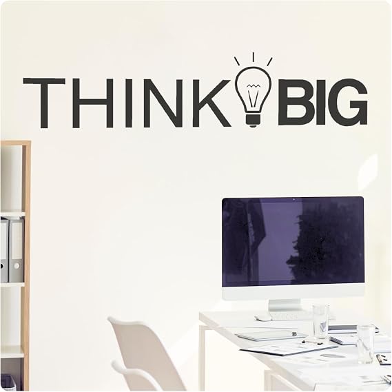 My Vinyl Story - Think Big Wall Decal - Inspirational Sticker Quote, Motivational Vinyl Art Decor for Home Office, Bedroom, or Classroom, Easy to Apply, Removable (Black, 22x5 inches)