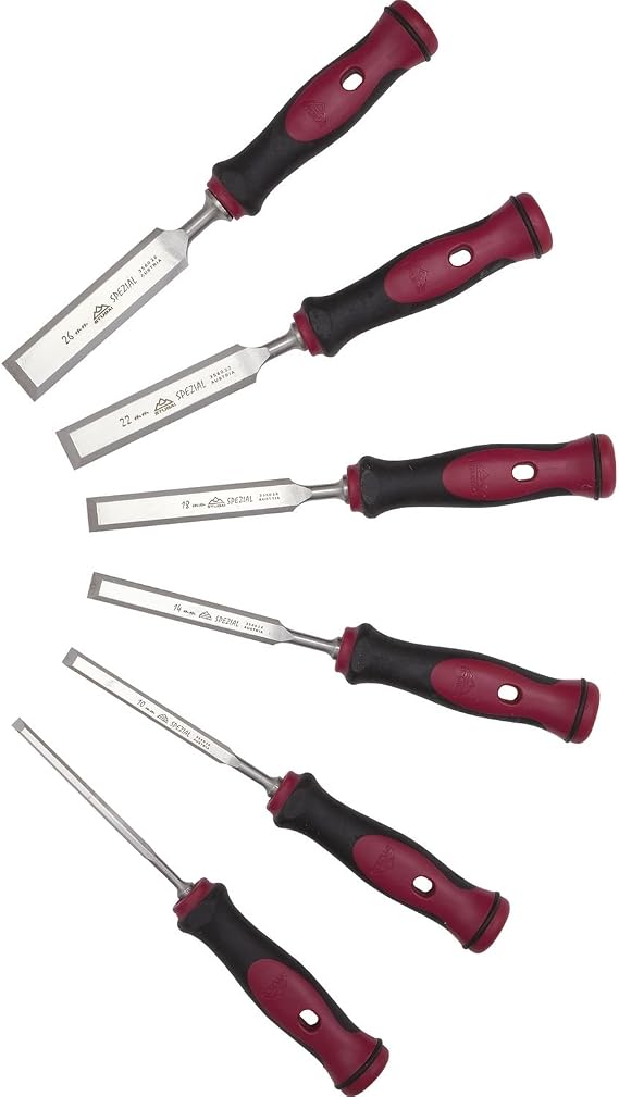 Pry Bar Set with Red and Black 2K Handle 6-Piece Set Stubai Professional Chisel for Precise Woodworking Pry Bar for Carpenters Carpenters