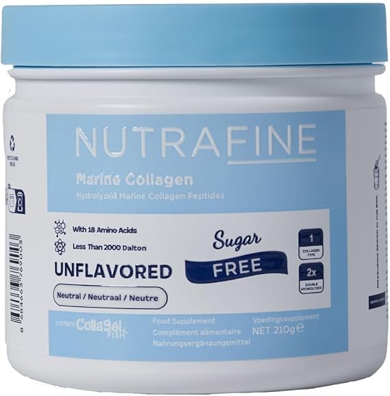 NUTRAFINE Marine Collagen Doğal%100 Çifte Hidrolize Tip 1 Klinik Çalışmalı Balık Kolajen Peptitler 210 gr