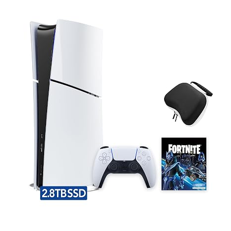 PlayStation 5 Slim Upgraded 2.8TB Digital Edition Fortnite Cobalt Star Bundle and Mytrix Controller Case - White, Slim PS5 2.8TB PCIe SSD Gaming Console