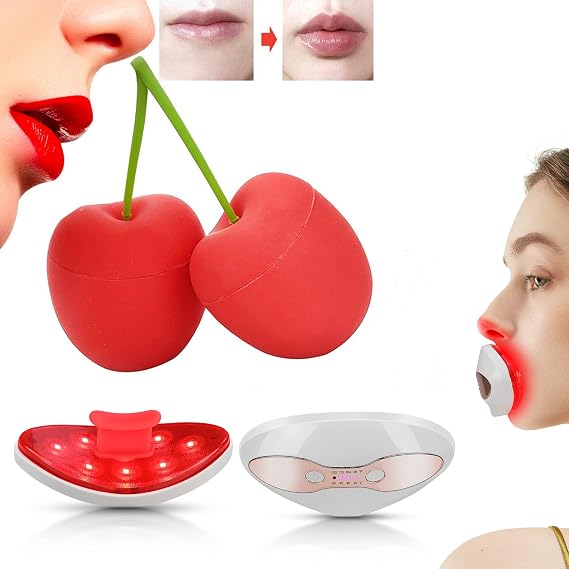 FERNIDA Cherry Lip plumper for Big Lip, 2 in 1 Lip and Eye Device Red Light Devce (White)