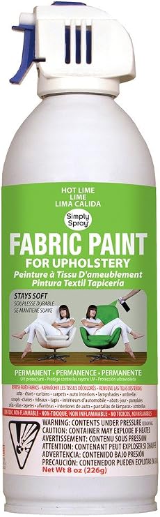 Simply Spray Upholstery Fabric Paint - Non-Toxic Aerosol Paint For Use On All Absorbent Materials (Various Colours Available) (Hot Lime)