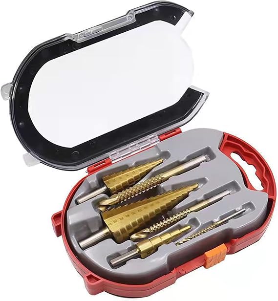 iDili 6Pcs HSS 4241 Titanium Plated Step Drill Set High Speed Steel Unibit Drill Bits Set
