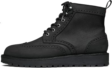 SWIMS Men's Vigo Wingtip Brogue Boot, Luxury Water-Resistant Leather & Nylon
