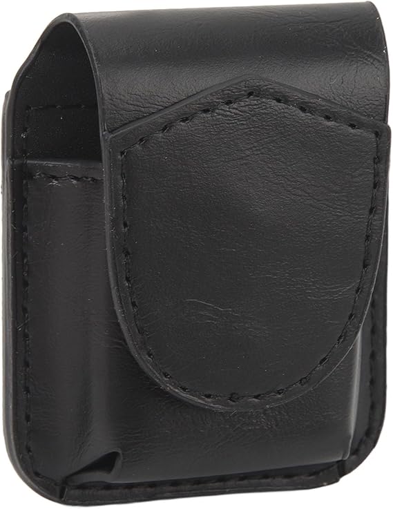 Handmade Fliptop Leather Lighter Pouch Case, Tactical Lighter Storage Case Box Container Organizer Holder, Anti Scratch Soft Lining Magnetic Buckle Lighter Waist Case (Black)