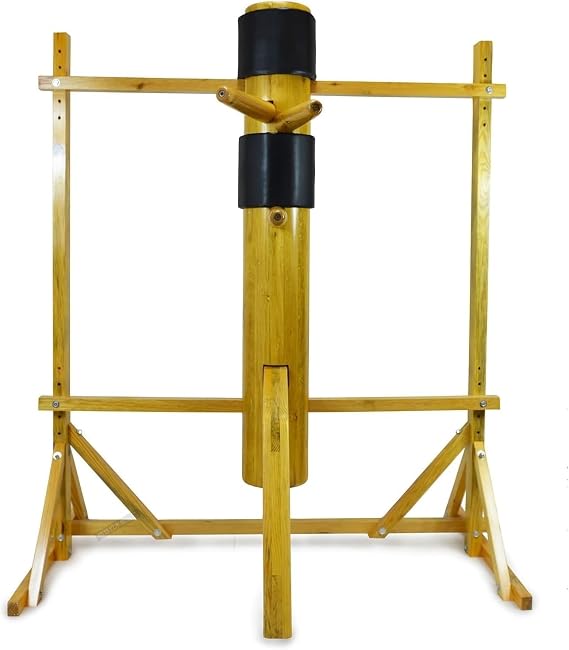 Wing Chun Wooden Dummy with Tripod Base, Adjustable Height Mook Yan Jong for Martial Arts Training, Solid Wood Construction, Perfect for Home Gym Practice