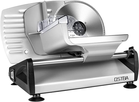 OSTBA Meat Slicer, 19cm Blade, 0-15mm Adjustable, Child Lock, 150W