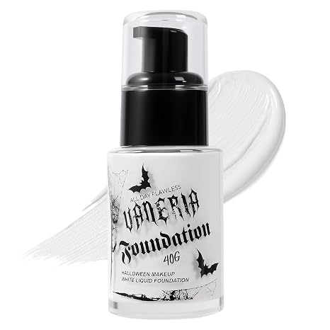 VANERIA White Foundation Liquid White Foundation Full Coverage Face Makeup Waterproof Mix or White Foundation for Gothics Vampires Clowns 30ml