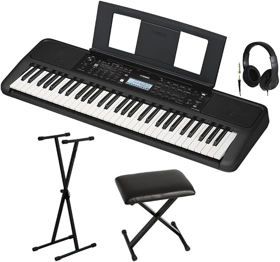 Yamaha PSR-E383 Keyboard 61 Keys Stand Chair Headphone Set for Yamaha