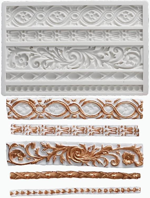 Baroque Scroll Relief Cake Border European Frame Fondant Silicone Mold