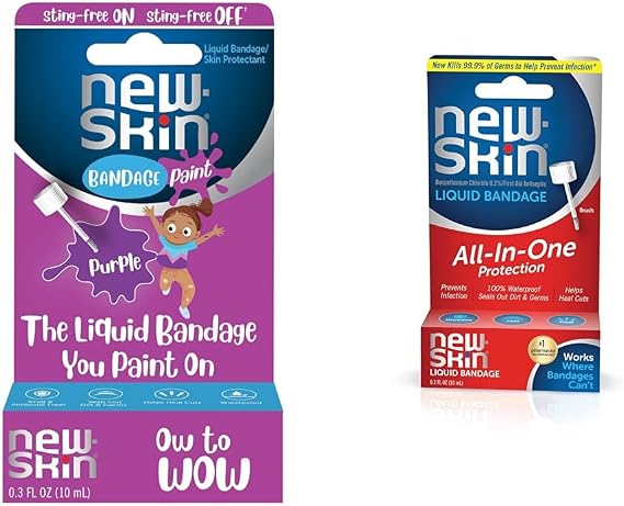 NEW-SKIN Kids Liquid Bandage Paint and Liquid Bandage for Cuts Bundle, 0.3 Ounce