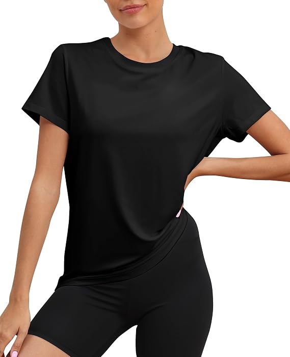 KevaMolly Workout Tops for Women UPF50+ Athletic Shirts | Loose Fit Short Sleeve Yoga Pilates Tops,Breathable Dryfit Exercise Clothes for Gym Running Tennis Hiking