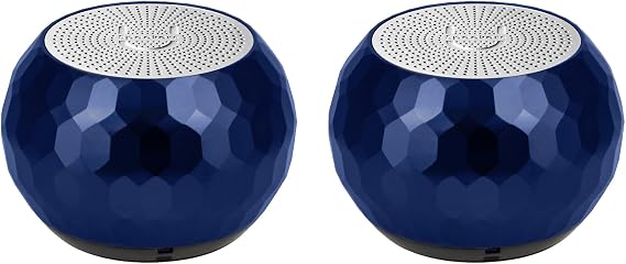 Fashionit U Speakers Mini Bluetooth Computer Speaker 2-Pack Bundle with Matching Speaker, Built-in Mic & Selfie Remote Control, for Workspace, Desktop, Laptop, Mobile, Tablet, PC - Glam Midnight Blue