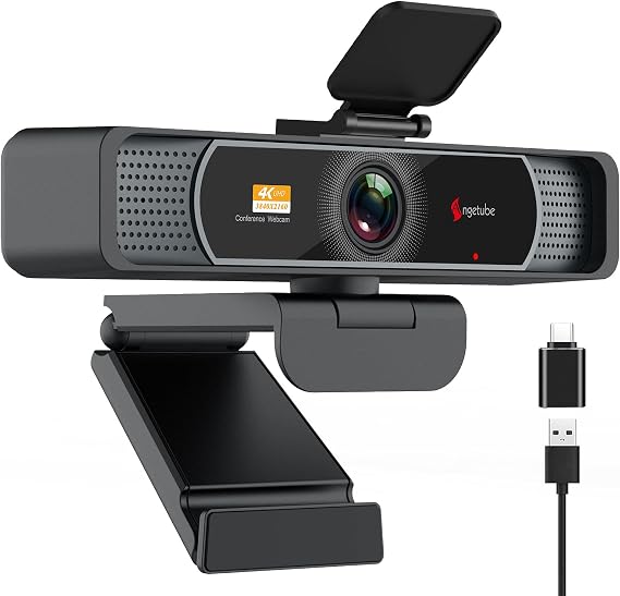 Angetube Wide Angle 4K Webcam for PC, 120 FOV Video Conference Web Camera | PDAF Autofocus, 2 Noise-Cancelling Mics, 1080P@60FPS, Auto Light Correction, USB-A/C, Privacy Cover, for Mac Laptop Desktop