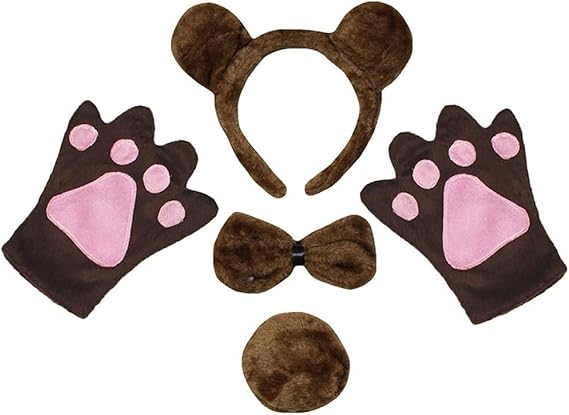 Petitebella Combined Animals Headband Bowtie Tail Gloves 4pc Adult Costume