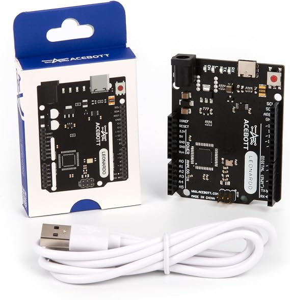Leonardo R3 Board Atmega32u4 for Arduino, Leonardo Microcontroller Development Board with Type-C USB Cable, DIY Starter Kit, Input Voltage 7-12V, 16MHZ, 20 Digital 1/0 pins Support PWM, SRAM 2.5KB