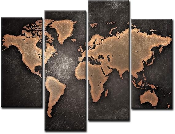 General World Map Black Background Wall Art Painting Pictures Print On Canvas Art The Picture For Home Modern Decoration