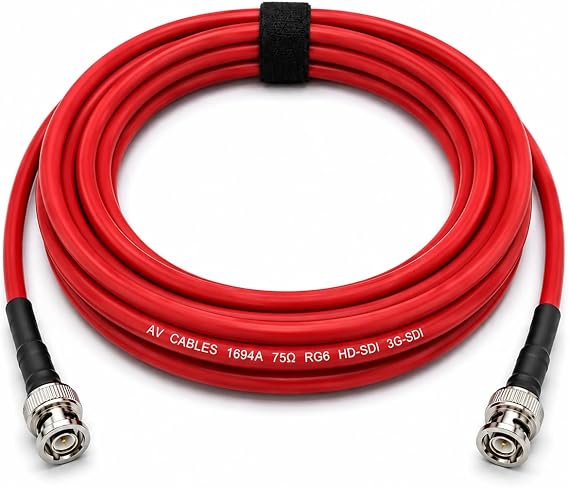 AV-Cables Belden 1694A HD-SDI BNC to BNC Cable | RG6 75 Ohm | SD, HD, 3G & 6G-SDI - Red 3FT
