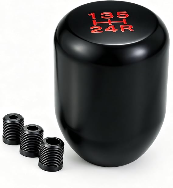 Lunsom 5 Speed Shifter Knob, Aluminium Alloy Gear Shifter Stick Handle Manual Shifting Lever Head Fit Most Auto Manual Transmissions (Black)