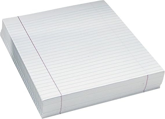 Pacon Composition Paper, Unpunched, 3/8" Rule, 8 1/2" x 11", White, Pack Of 500 Sheets