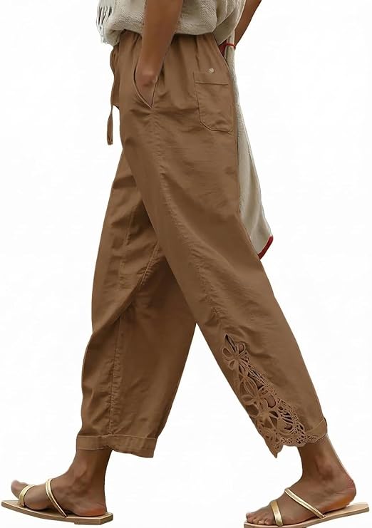 Acelitt Women Casual Lightweight Drawstring Elastic Waist Pants with Pockets, S-XXL
