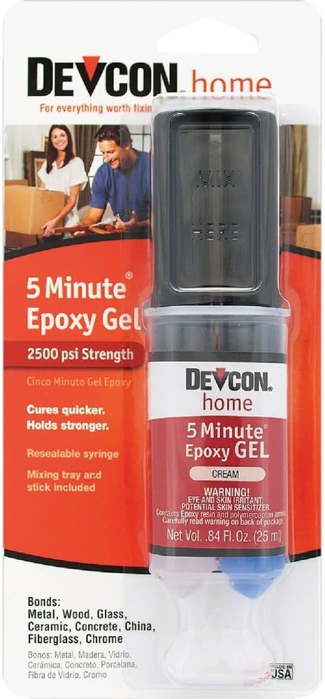 Devcon 21045 5 minute gel epoxy cream colored 25 milliliter