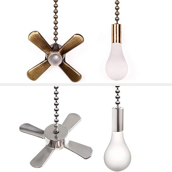 2 Set Ceiling Fan Pull Chain(1 Set Nickel+1 Set Bronze)