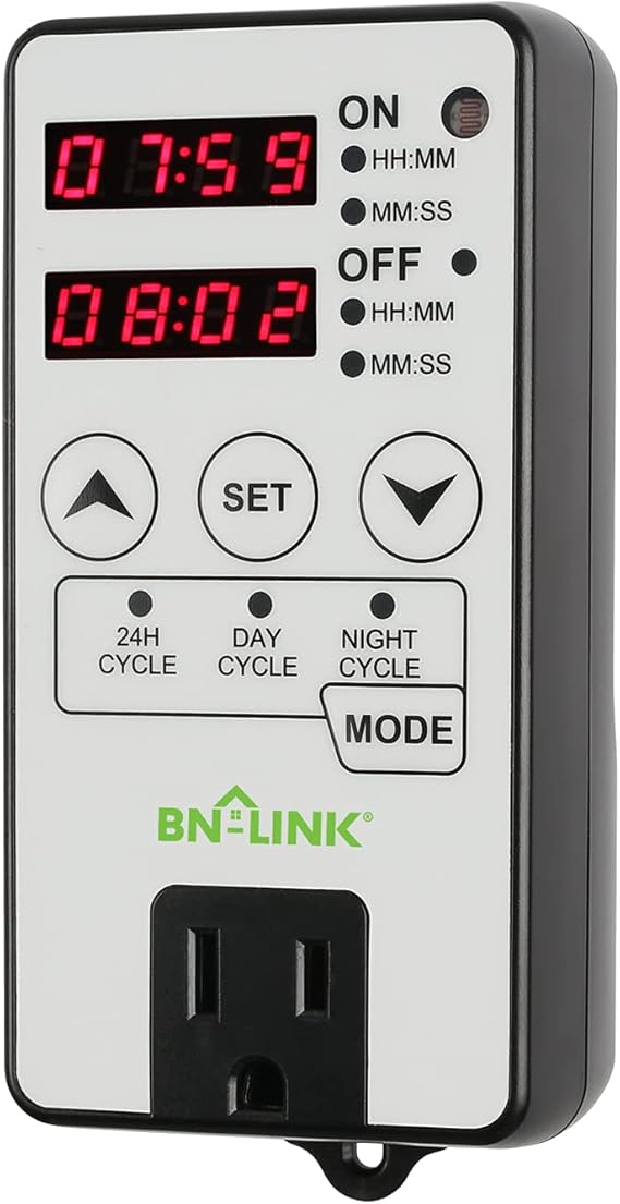 BN-LINK Timer Outlet Short Period Repeat Cycle Intermittent Digital Timer, Interval Timer - Day, Night, or 24 Hour Operation, Programmable Plug-in Timer for Appliances Electrical Outlets 15A/1875W