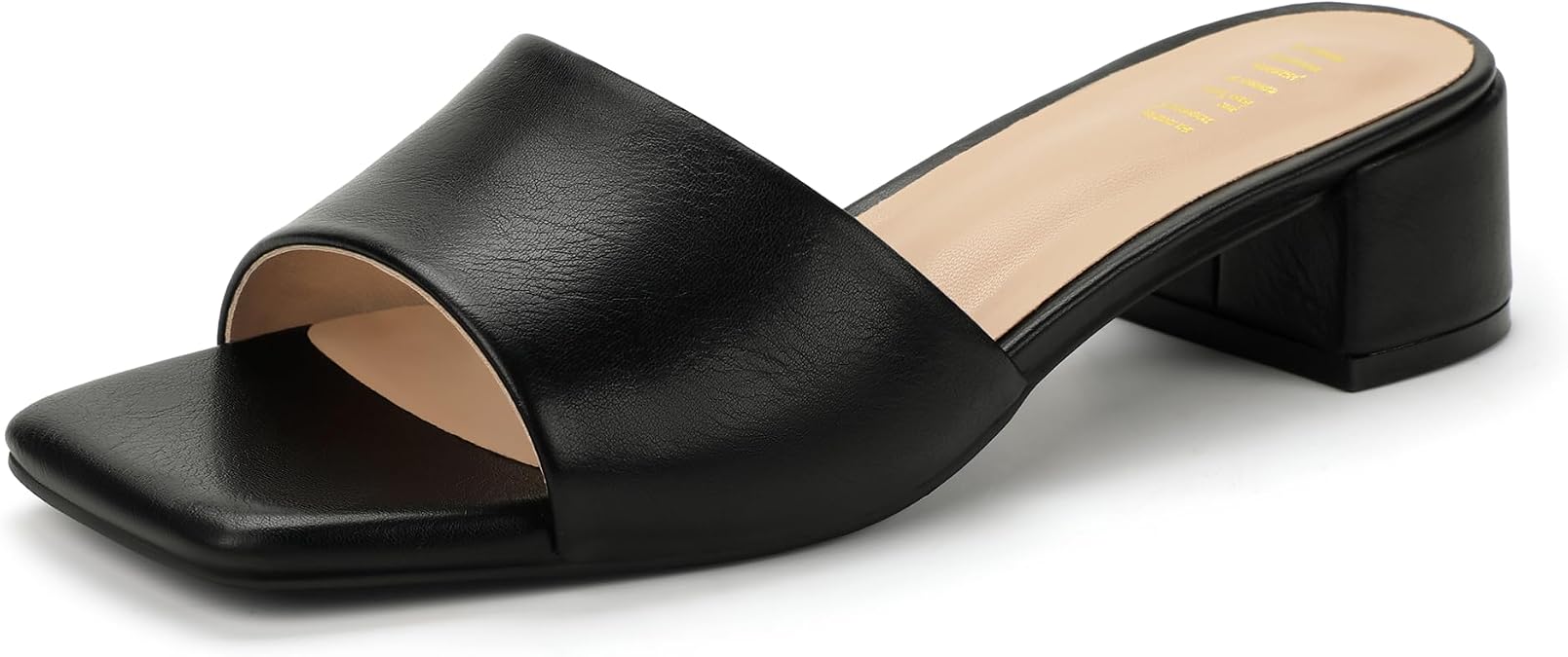 IDIFU Women's Slip On Heel Mules Square Open Toe Heeled Sandals