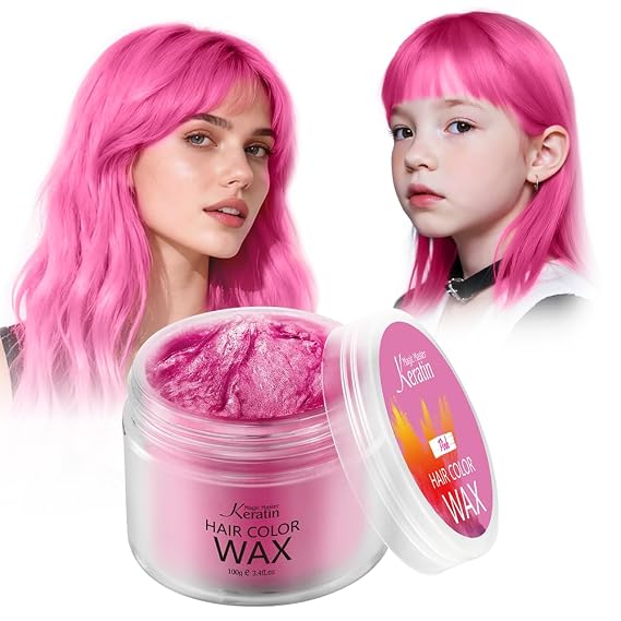 Temporary Hair Color Wax,Hair Color Dye for Color Treated Hair Natural Styling Instant Kids Mud Cream Gel 3.4 Fl Oz Girl Gifts,Party,Cosplay(Pink)