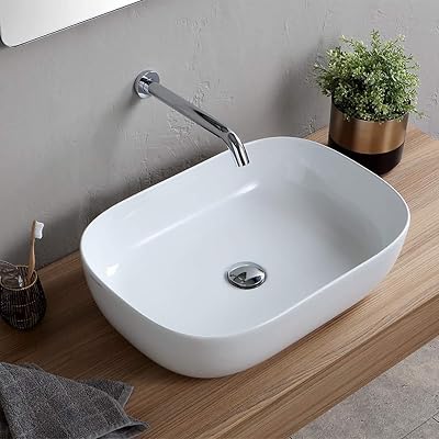 Scarabeo 1804-No Hole Bathroom Sink, One Size, White