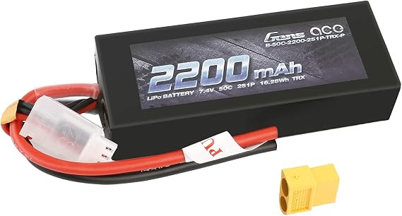 Gens ace 2S Lipo Battery 2200mAh 7.4V 50C LiPo Battery Pack with XT60 (not soldered)