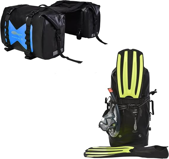 50L Waterproof Motorcycle Saddlebags and 35L Waterproof Backpack for Men and Women - Heavy Duty Roll-Top Floating Dry Bag Backpack for Kayaking, Boating