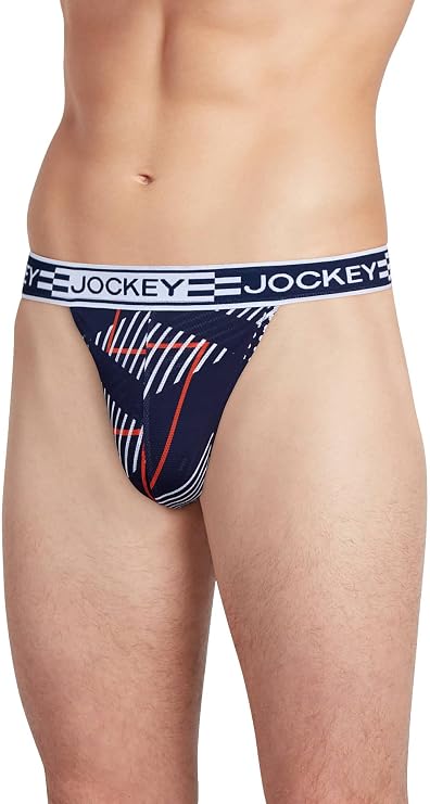 Jockey Men's Underwear Sport Cooling Mesh Performance String Bikini, Naval Blue, M