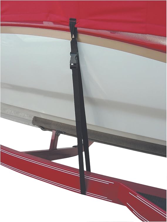 BoatBuckle F14264 Snap-Lock Boat Cover Tie-Down Straps, 1 in x 4 ft, 6-Pack | Hand-Adjustable Buckles Connect to Canopy and Trailer Points, Support Tarp Replacements, Storage and Transport Use for Boats.