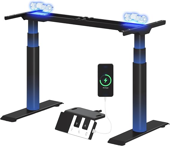 FLEXISPOT CylineX Pro Standing Desk Frame, 200KG Heavy Duty, Dual Motor 3-Stage Electric Height Adjustable Desk Frame with Piano-Key Control Panel and USB for Home Office, Black