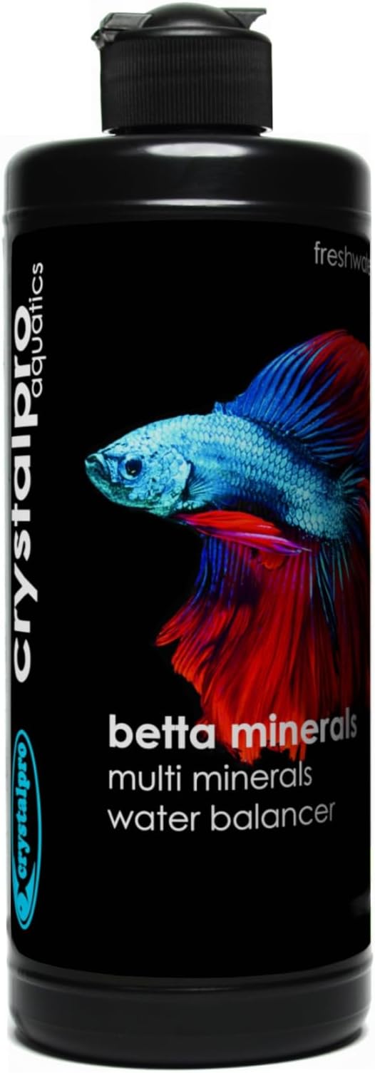 Crystalpro Betta Minerals - Creates Natural Beta Water Environment - Reduces Stress - Essential Minerals for Soft & RO Water - Fish Health Boost (16.9 Oz / 500ml)
