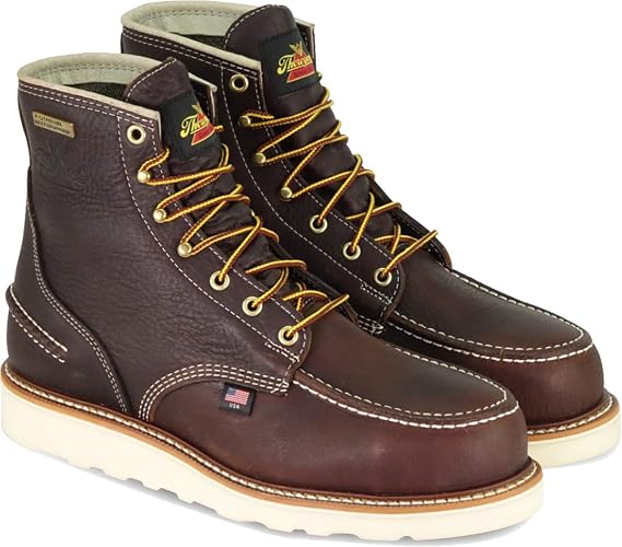 Thorogood 1957 Series 6 Waterproof Moc Toe Work Boots for Men - Soft Toe, Full-Grain Leather with Slip-Resistant Wedge Outsole and Shock-Absorbing Footbed