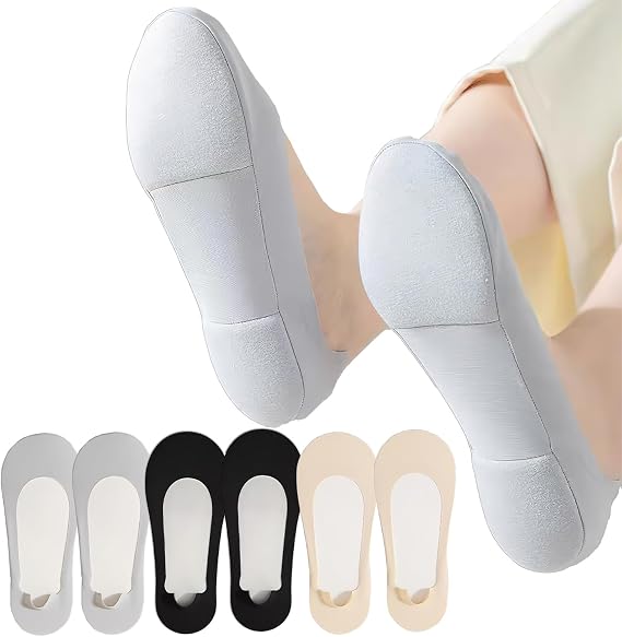 6 Pair Low Cut Womens No Show Socks With Padding For Flats Loafers Shoes