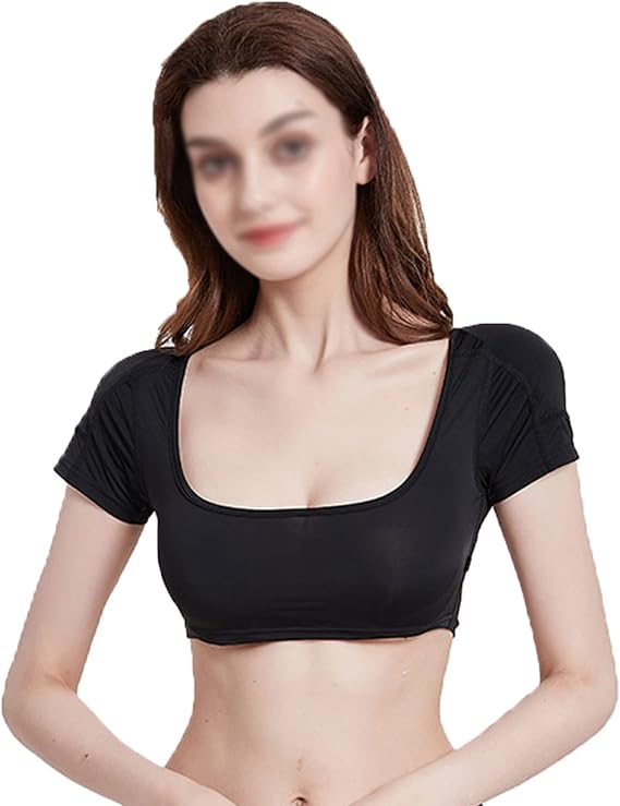 Inserts Pads Fake Shoulders Vest Tops Short Sleeve to Improve Slippery, Narrow, Collapsed Shoulders,Black-Medium