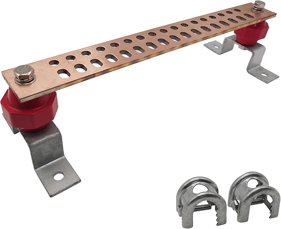 Copper Ground Bus Bar,Multipurpose Ground Bar Kit 16" x 2" x.25 with 34 x 0.41 Terminal Positions and UL Material Standoff BusBar Insulators